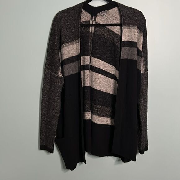 Vince Variegated Wool/Cashmere Striped Wrap Cardigan - Picture 2 of 9